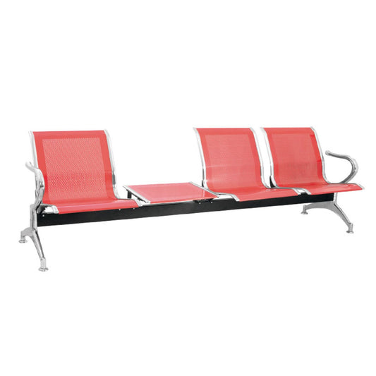 Silla Tandem 3X1 Mesa Cromado Rojo