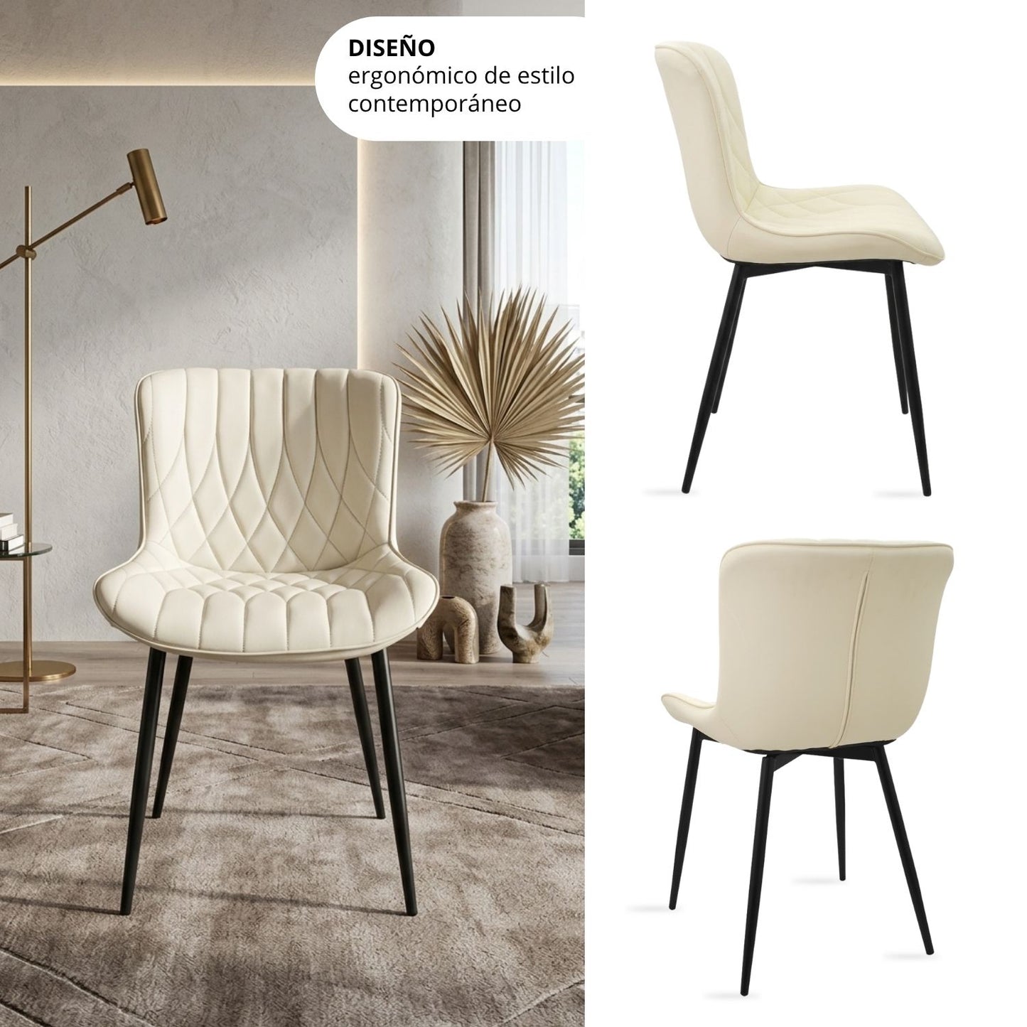 Silla Flor Tapizada Beige