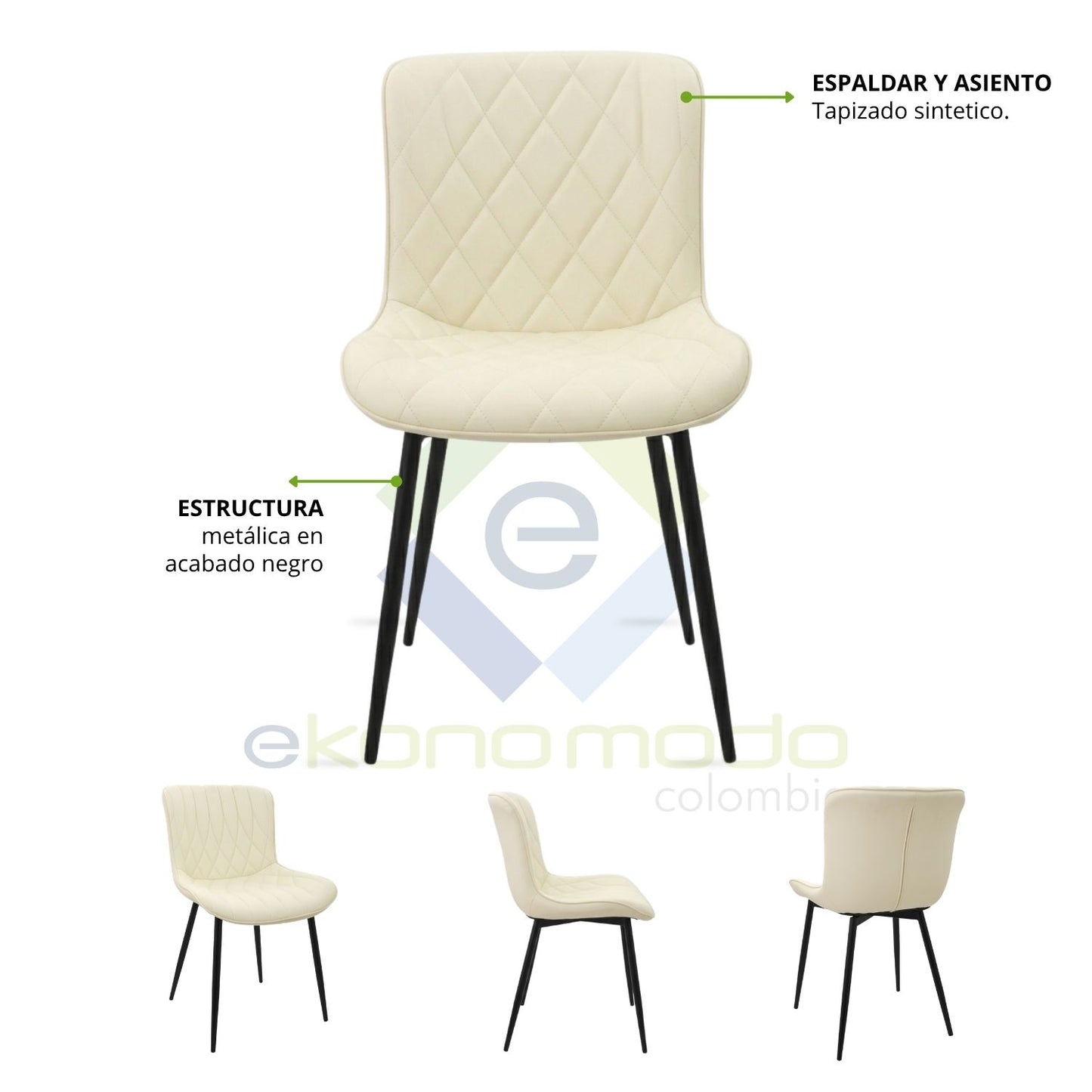 Silla Flor Tapizada Beige