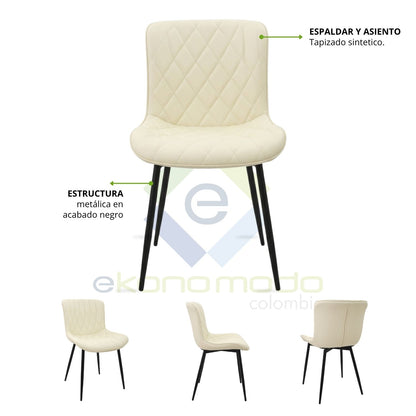 Silla Flor Tapizada Beige