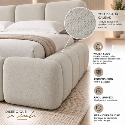 Cama Doble Tommy En Madera Pino 140x190 Taupe