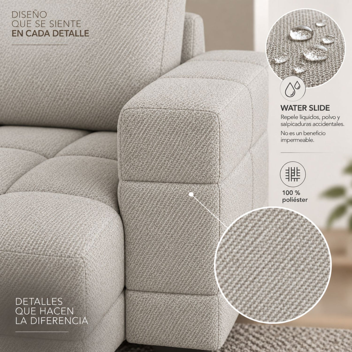Sofa En L Modular En Madera Pino Faed Taupe