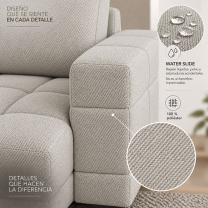 Sofa En L Modular En Madera Pino Faed Taupe