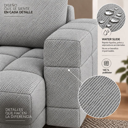 Sofa En L Modular En Madera Pino Faed Gris