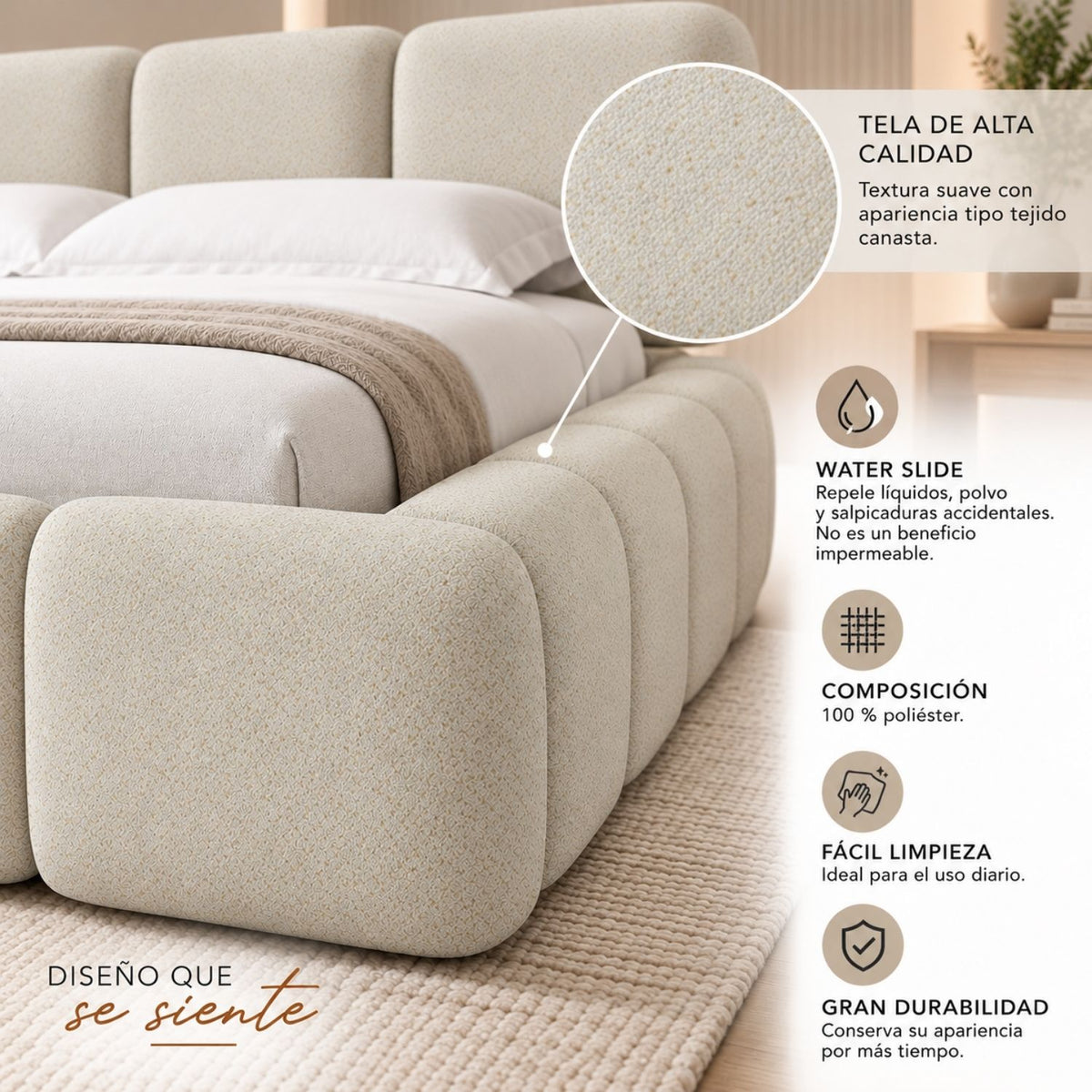 Cama Doble Tommy En Madera Pino 140x190 Almendra