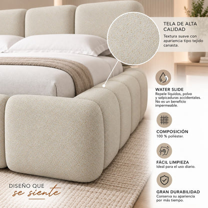 Cama Doble Tommy En Madera Pino 140x190 Almendra