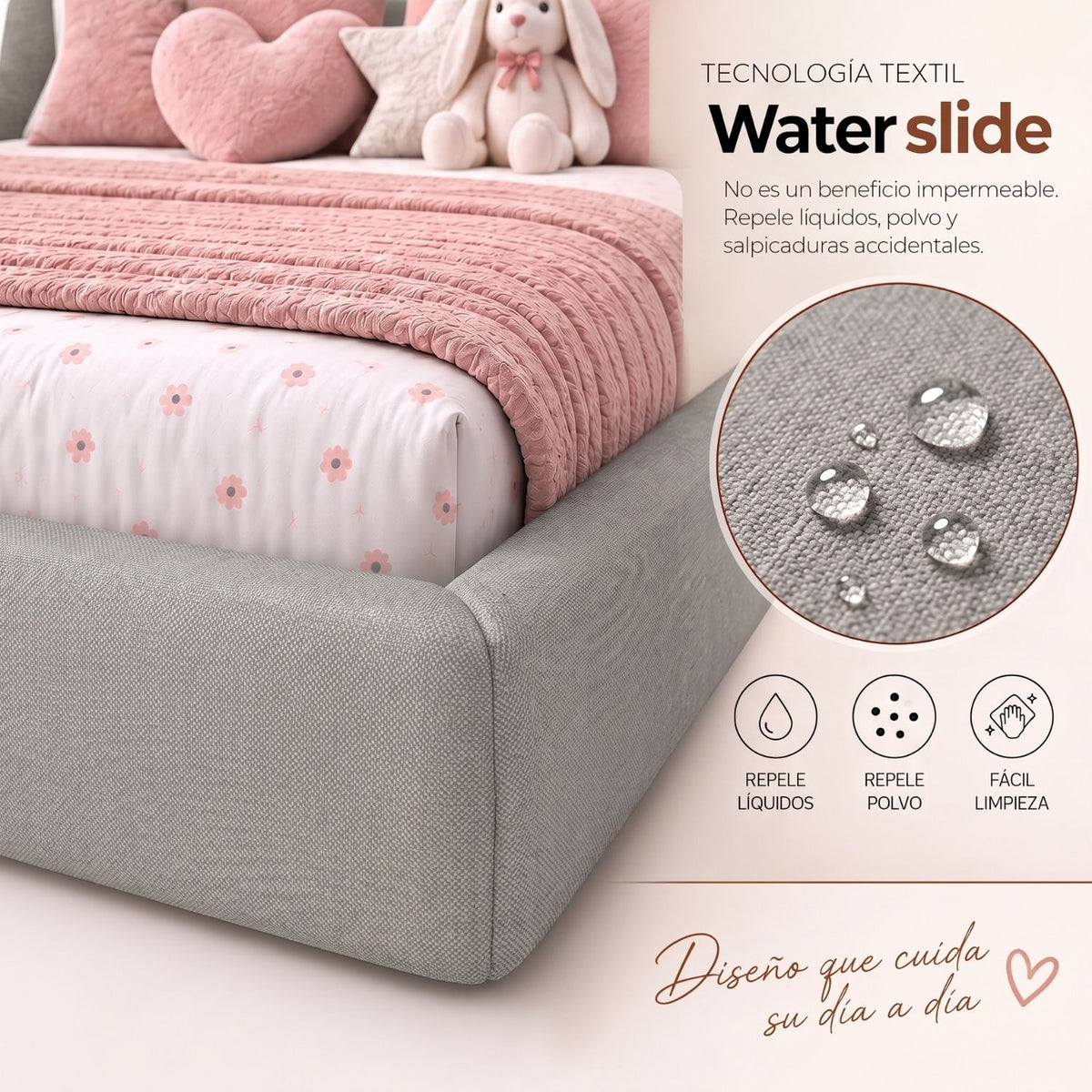 Cama Infantil Montessori con Madera Pino  100x190 Camel