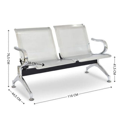 Silla Tandem 2 Puesto Cromado Negro