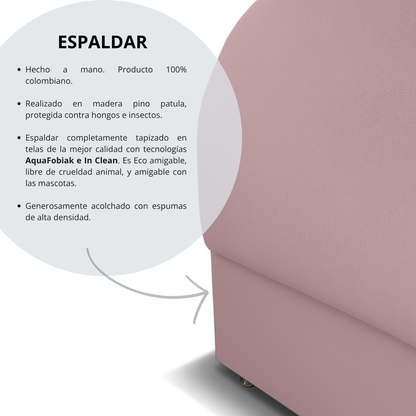 Base Cama con Espaldar Sencillo Infantil Mia  rosado