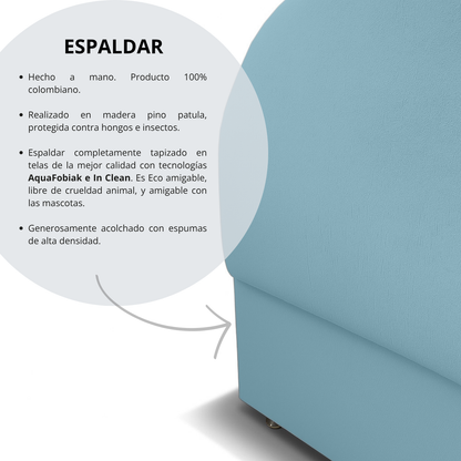Base Cama con Espaldar Sencillo Infantil Mia  azul claro