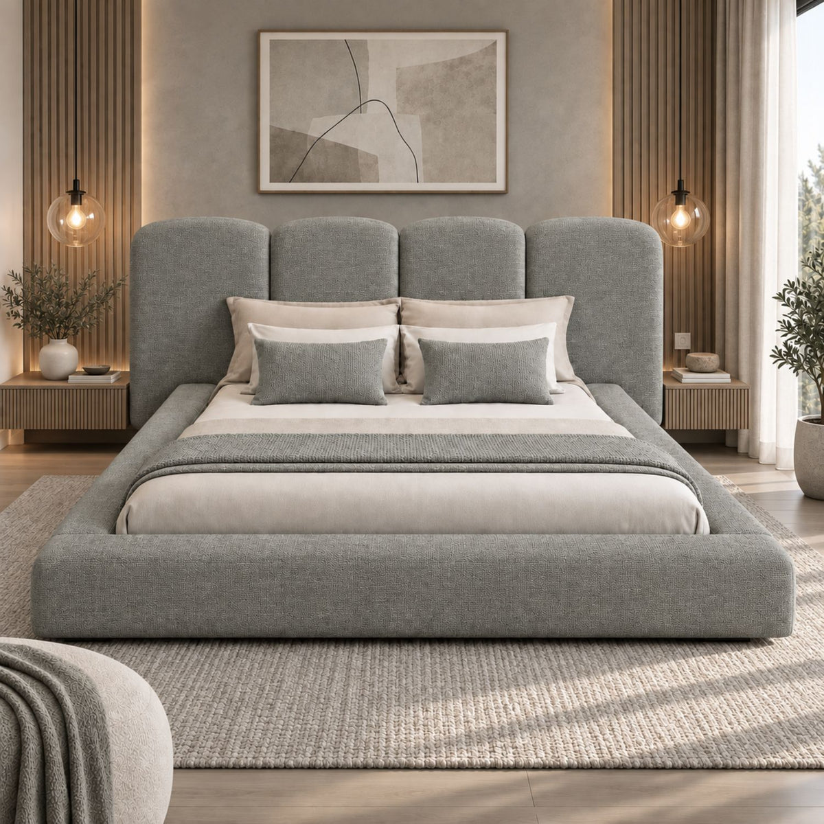 Cama Doble Paleta Nix En Madera Pino 140x190 Gris Plomo