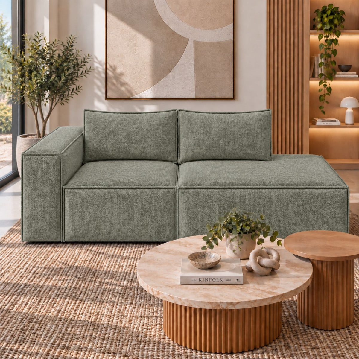 Sofa Modular Nexo En Madera Pino con Tela Premium Gris Plomo