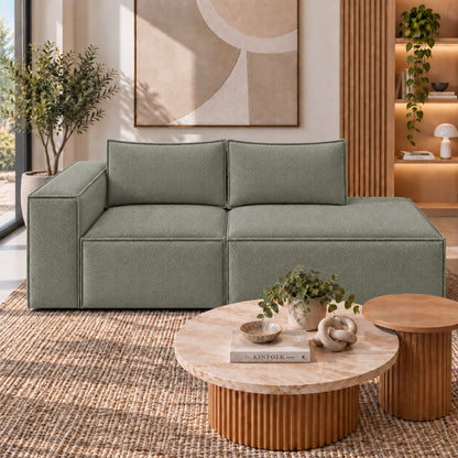 Sofa Modular Nexo En Madera Pino con Tela Premium Gris Plomo