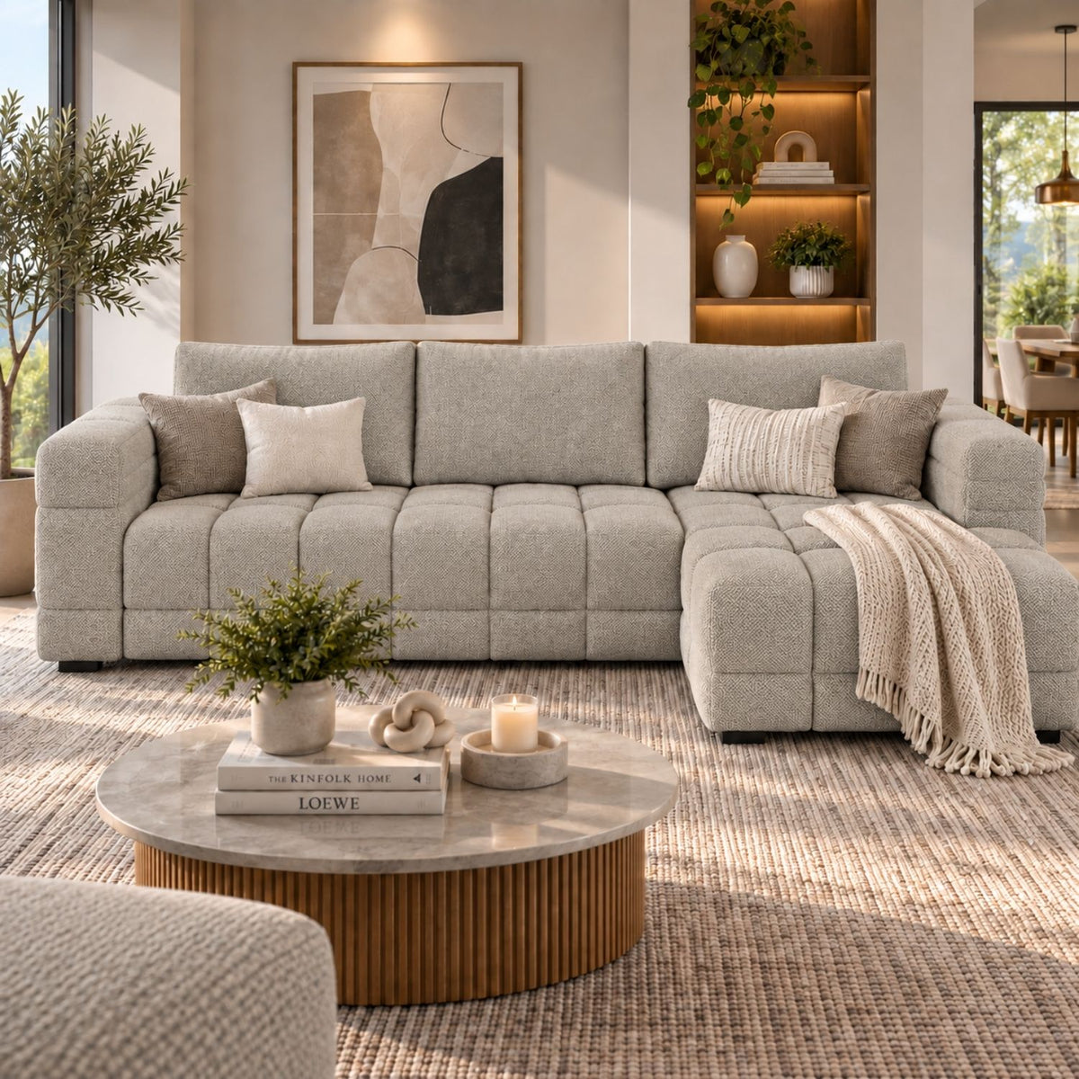 Sofa En L Modular En Madera Pino Faed Camel