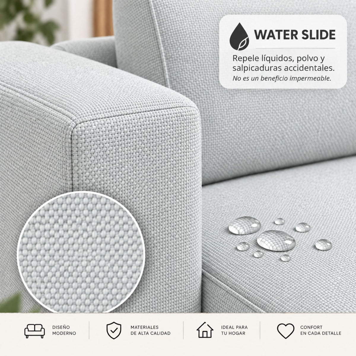 Sofa Cama Multifuncional Con Repisas, Conexión USB y Cama Auxiliar Koni Gris Perla