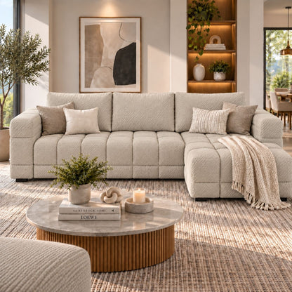 Sofa En L Modular En Madera Pino Faed Marfil