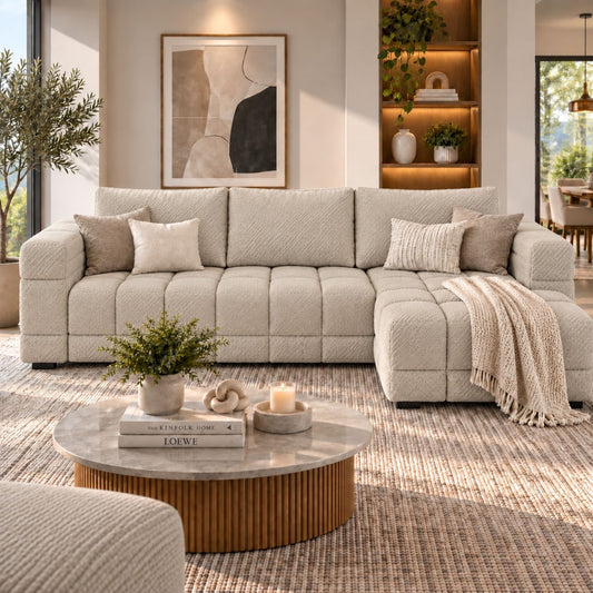 Sofa En L Modular En Madera Pino Faed Marfil