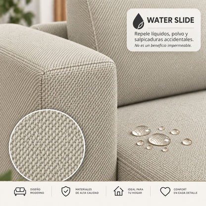 Sofa Cama Multifuncional Con Repisas, Conexión USB y Cama Auxiliar Koni Taupe