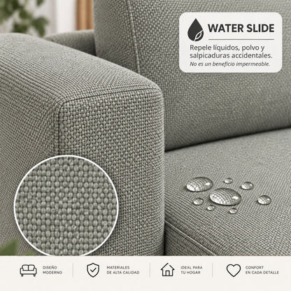 Sofa Cama Multifuncional Con Repisas, Conexión USB y Cama Auxiliar Koni Gris Plomo