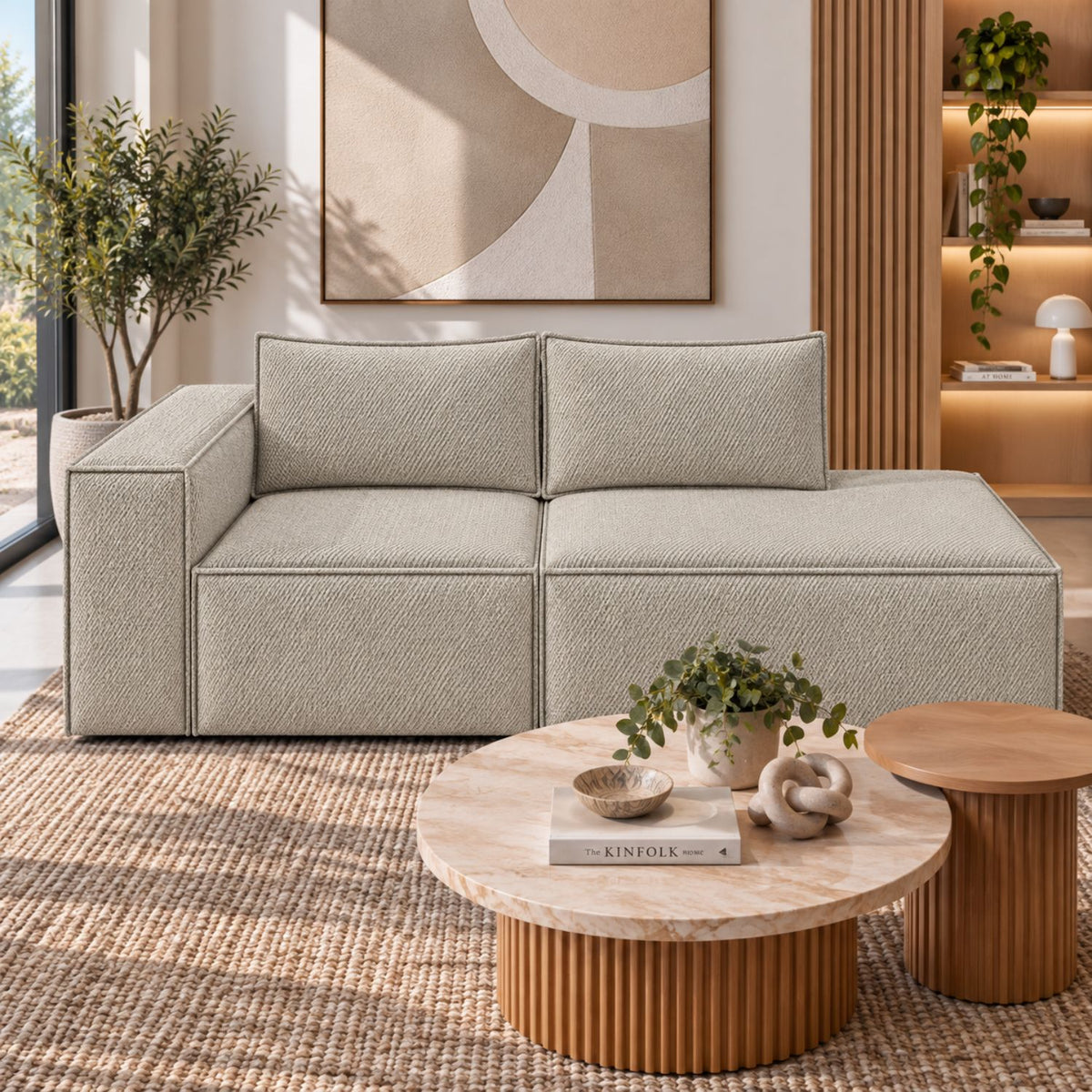Sofa Modular Nexo En Madera Pino con Tela Premium Taupe