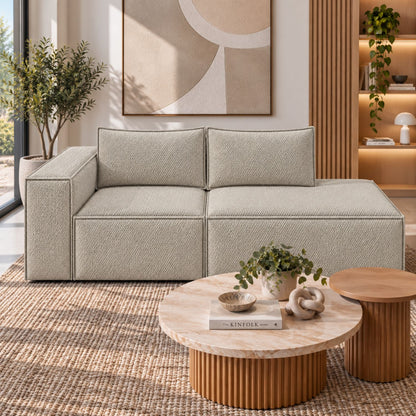 Sofa Modular Nexo En Madera Pino con Tela Premium Taupe