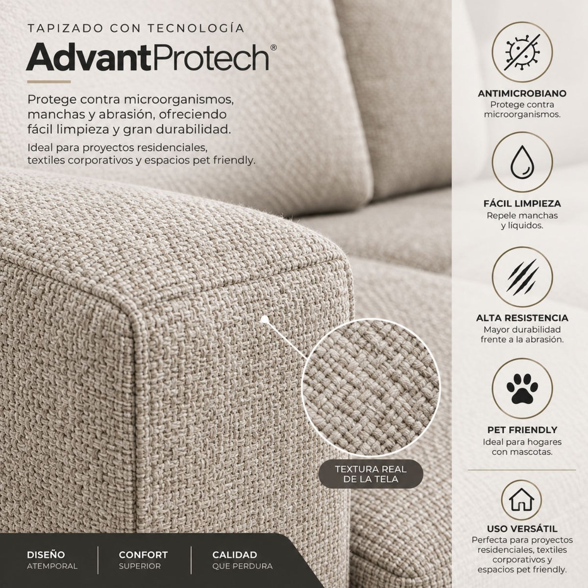 Sofa cama en L Multifuncional Con Baul Gabel Marfil