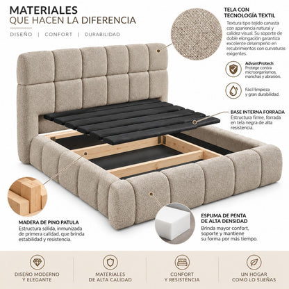 Cama Nube Queen En Madera Pino 160x190 Gris