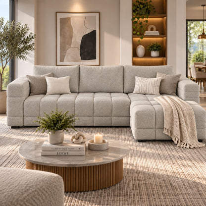 Sofa En L Modular En Madera Pino Faed Taupe