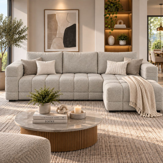 Sofa En L Modular En Madera Pino Faed Taupe