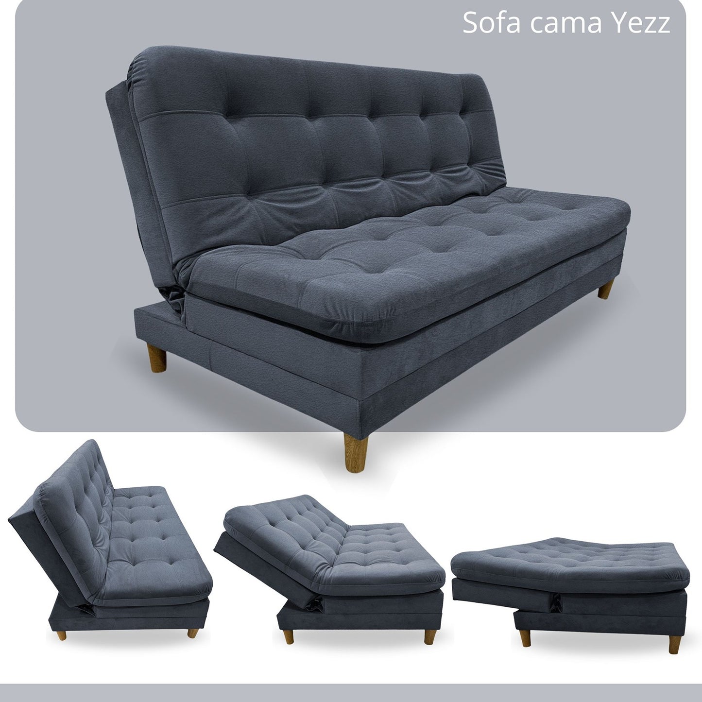 Sofa cama 3 Posiciones Clic Clac Yezz azul 180 cm