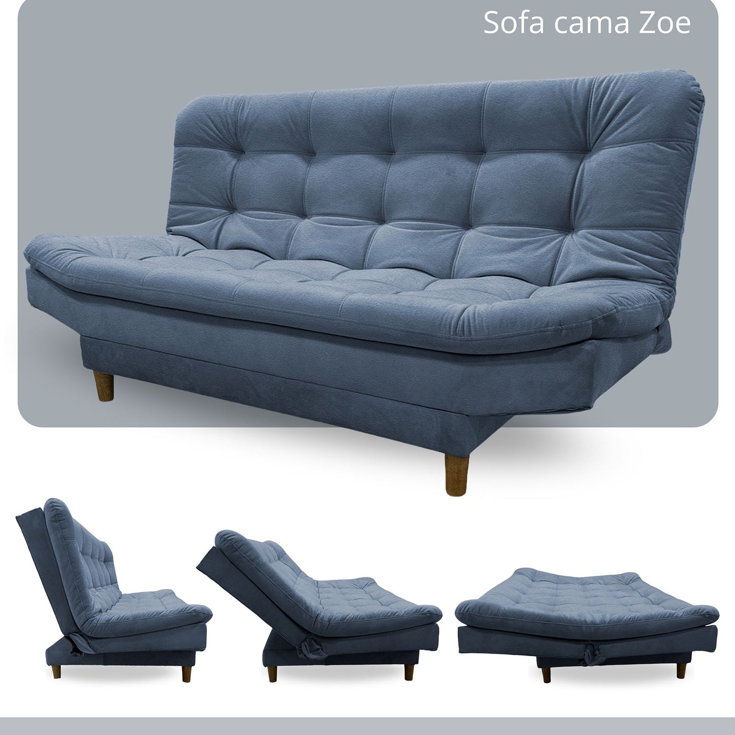 Sofa cama 3 Posiciones Clic Clac Zou azul 170 cm