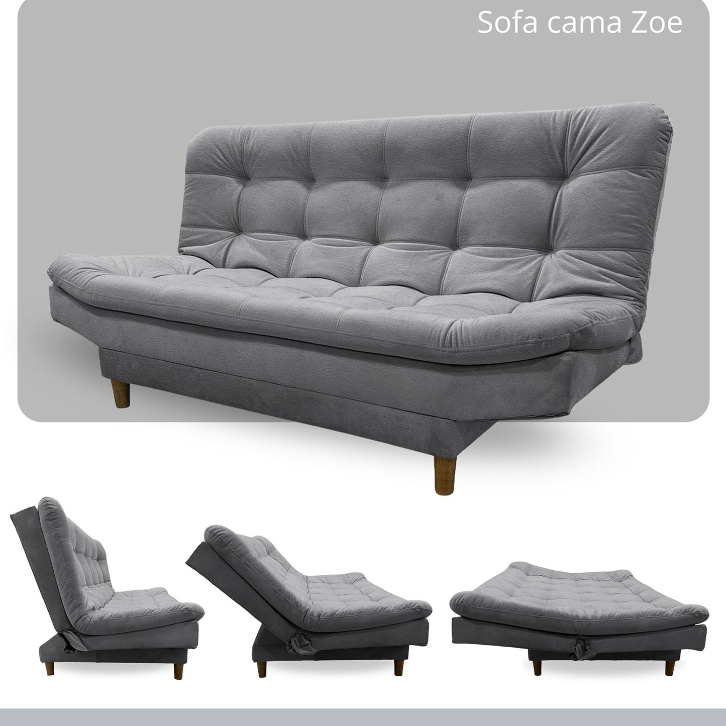 Sofa cama 3 Posiciones Clic Clac Zou gris 170 cm