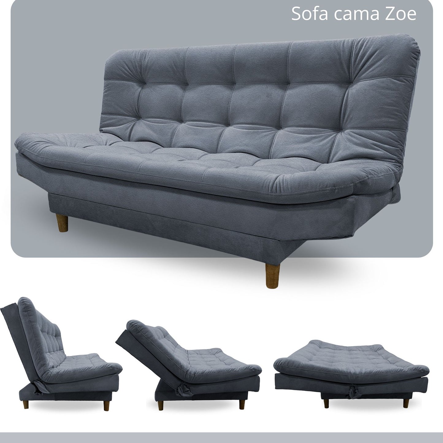Sofa cama 3 Posiciones Clic Clac Zou gris plomo 170 cm