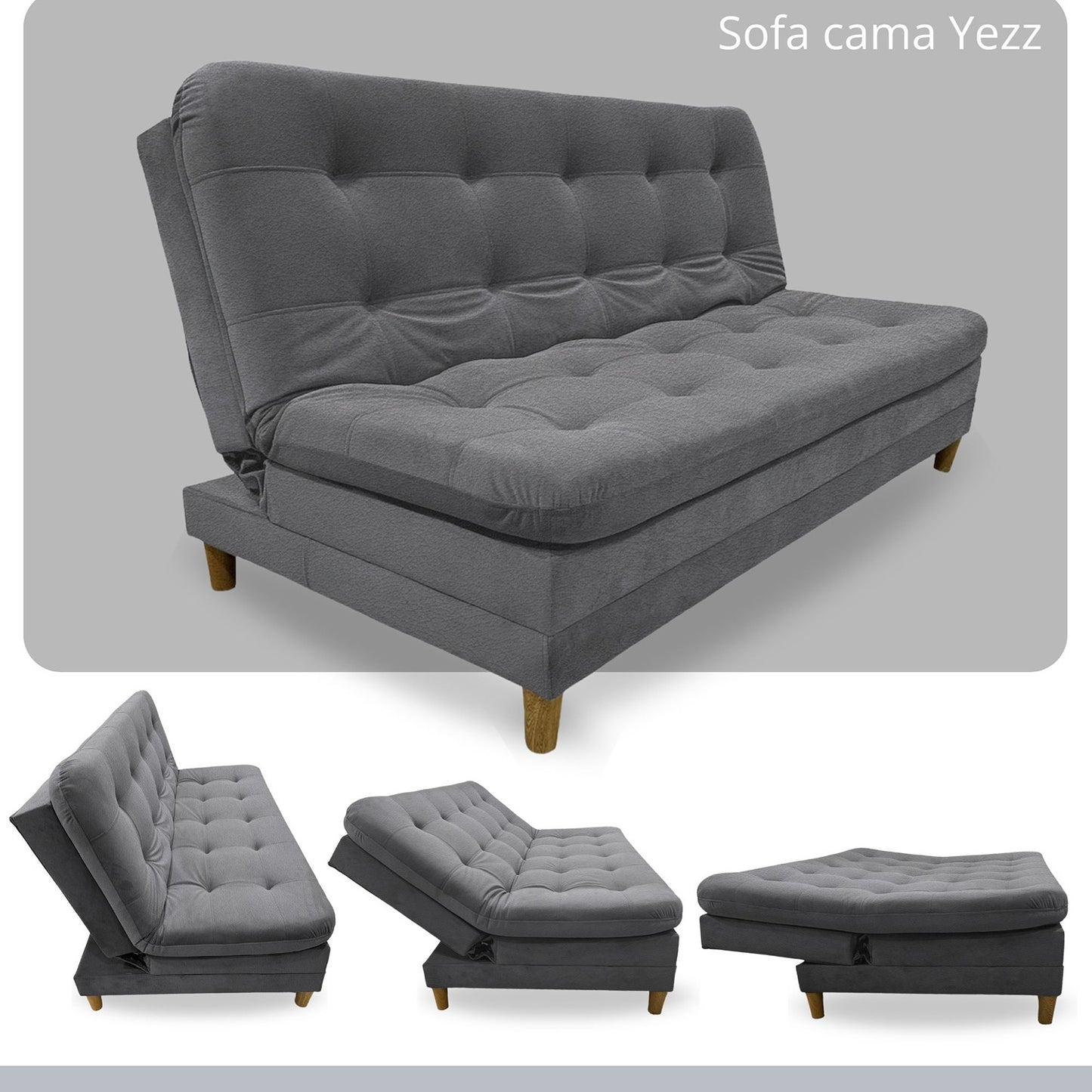 Sofa cama 3 Posiciones Clic Clac Yezz gris 180 cm