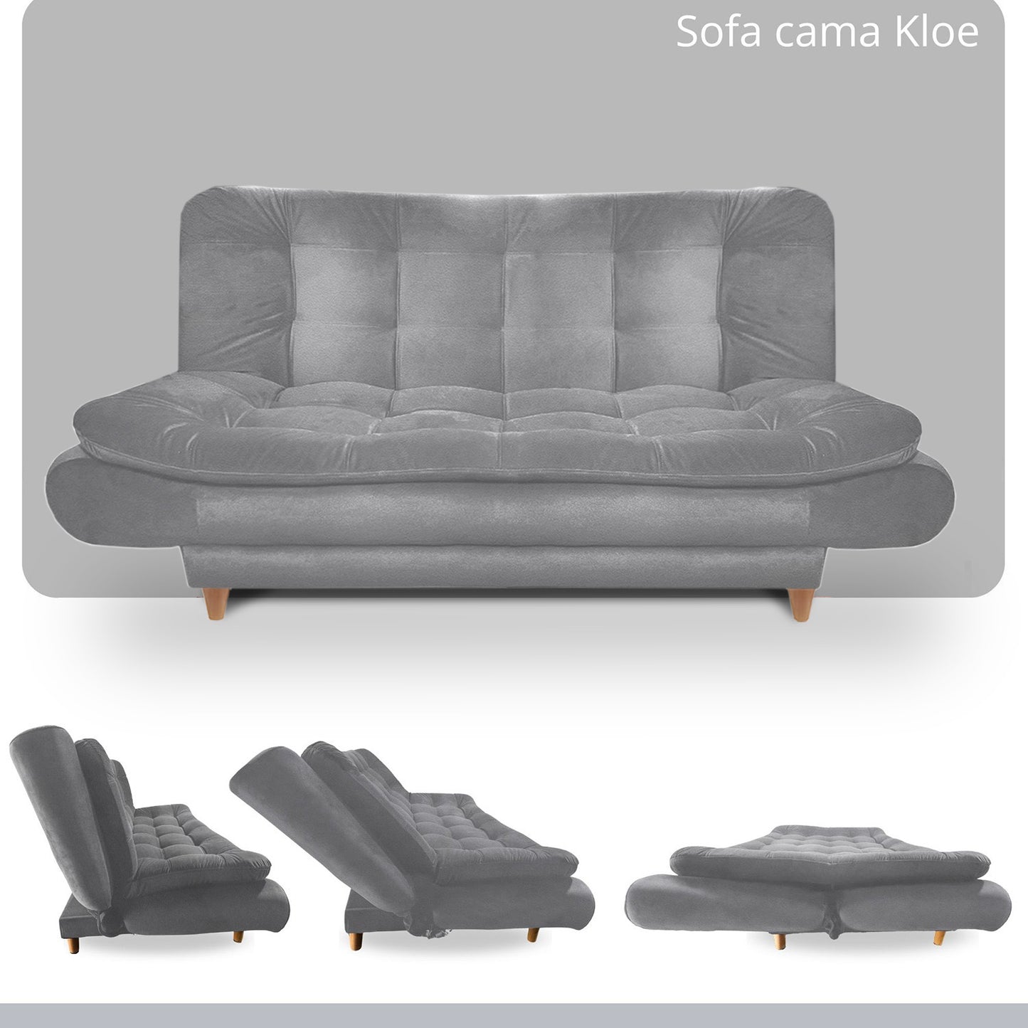 Sofa cama 3 Posiciones Clic Clac Kloe gris 170 cm