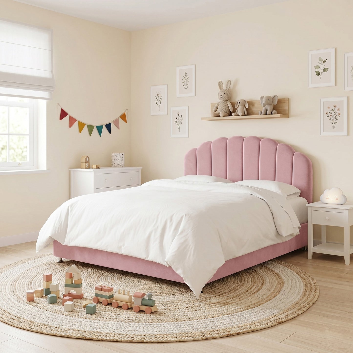 Base Cama con Espaldar Semidoble Infantil Coral  rosado