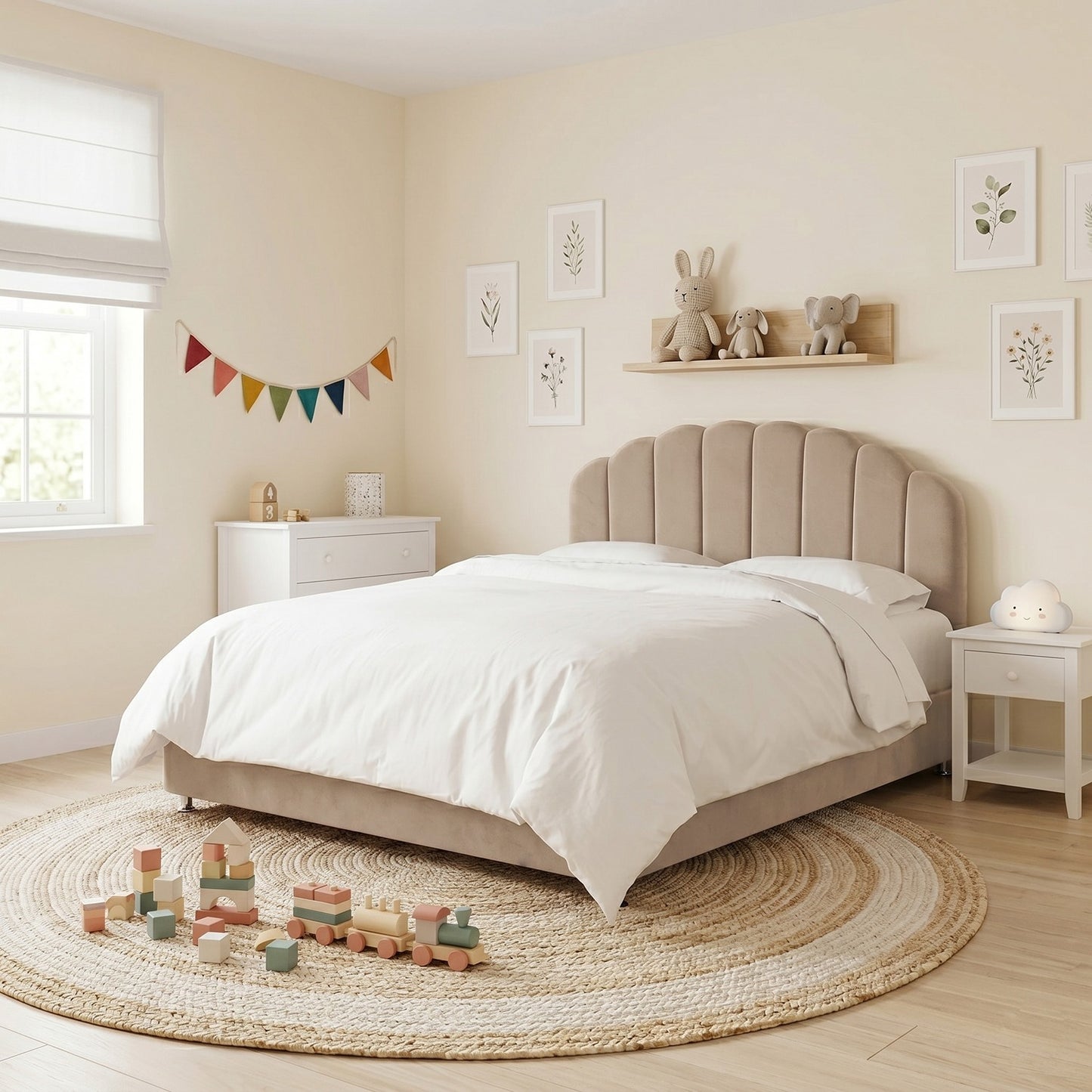 Base Cama con Espaldar Semidoble Infantil Coral  taupe
