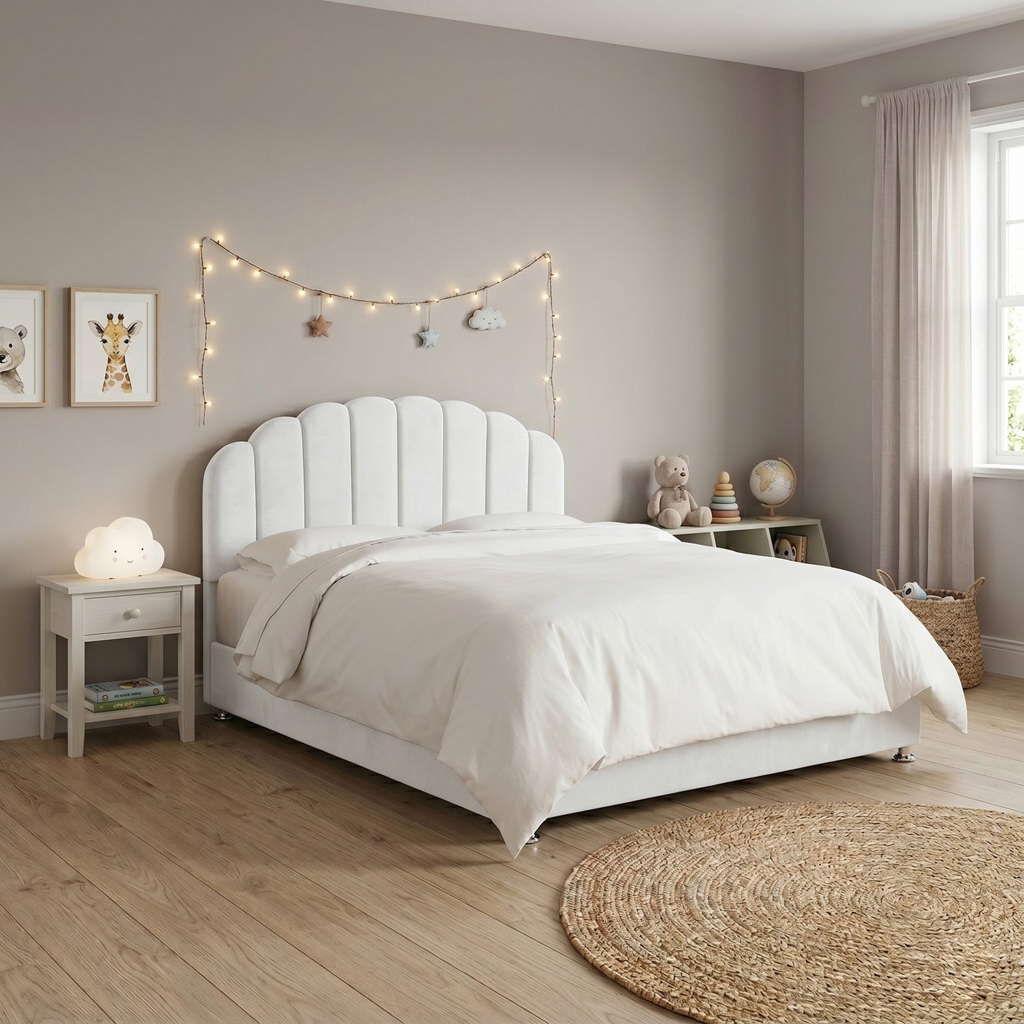 Base Cama con Espaldar Semidoble Infantil Coral  blanco