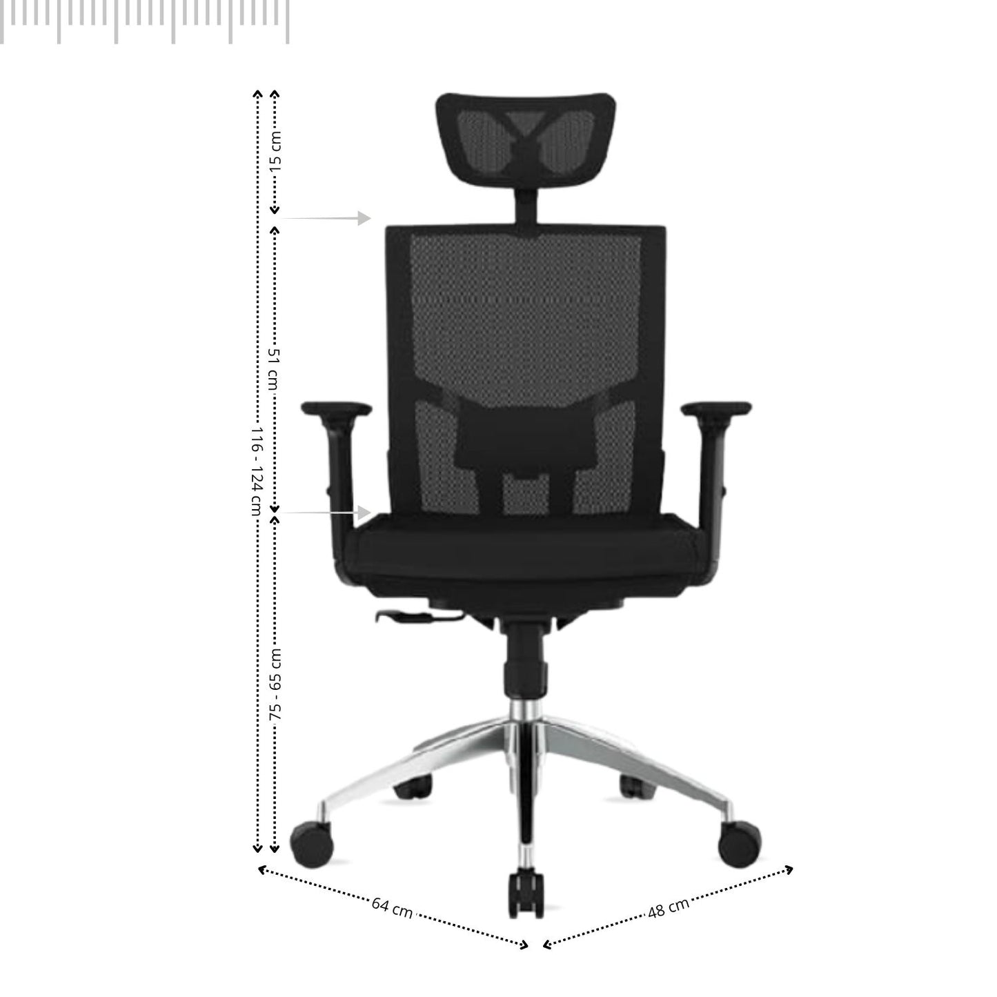 Silla De Oficina Jaspen Malla Presidente 124X48X64 Negro