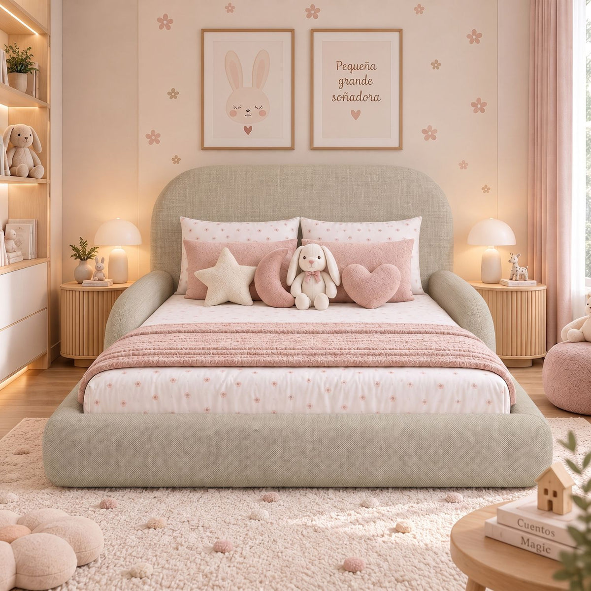 Cama Infantil Montessori con Madera Pino  100x190 Taupe