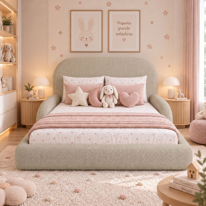 Cama Infantil Montessori con Madera Pino  100x190 Taupe