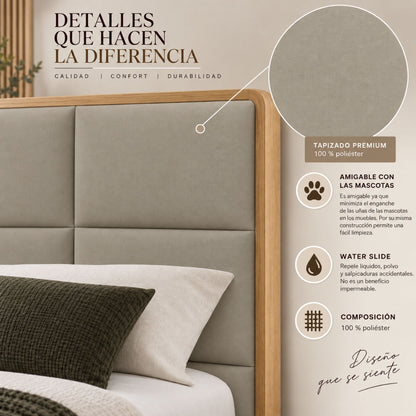 Cama King En Roble Taldy Con Mesas de Noche 200x200 Cocoa