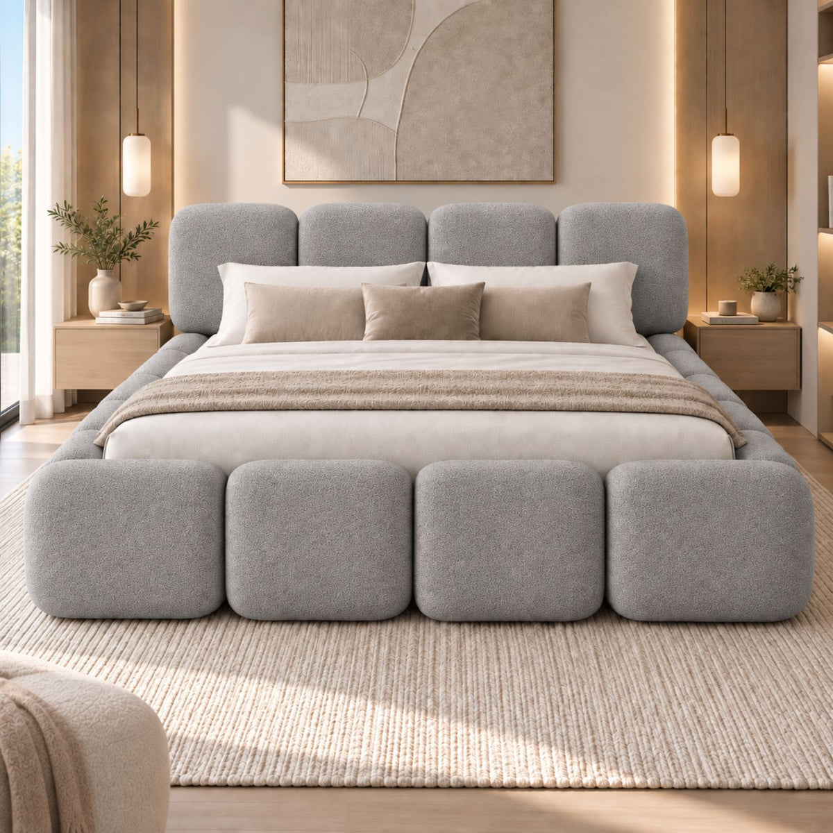 Cama Doble Tommy En Madera Pino 140x190 Gris Plata