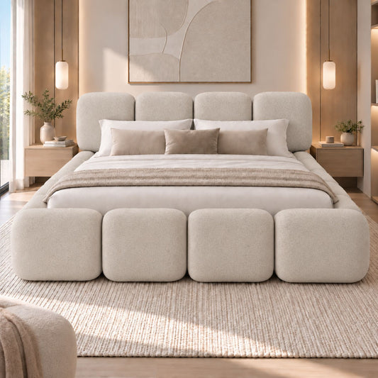 Cama King Tommy En Madera Pino 200x200 Taupe
