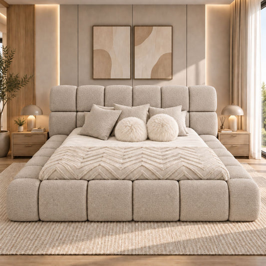 Cama Nube King En Madera Pino 200x200 Beige