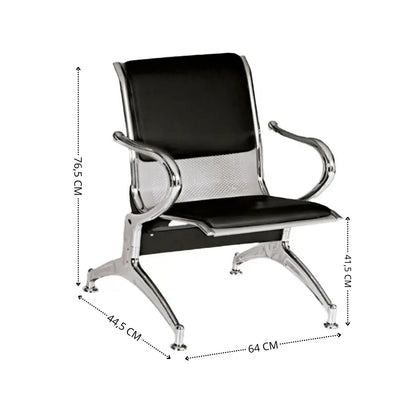 Silla Tandem 1 Puesto Tapizado Negro