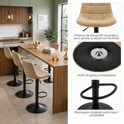 Silla De Barra James Tipo Cuero Taupe