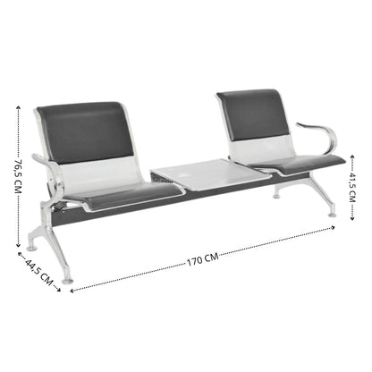 Silla Tandem 2X1 Mesa Tapizado Azul