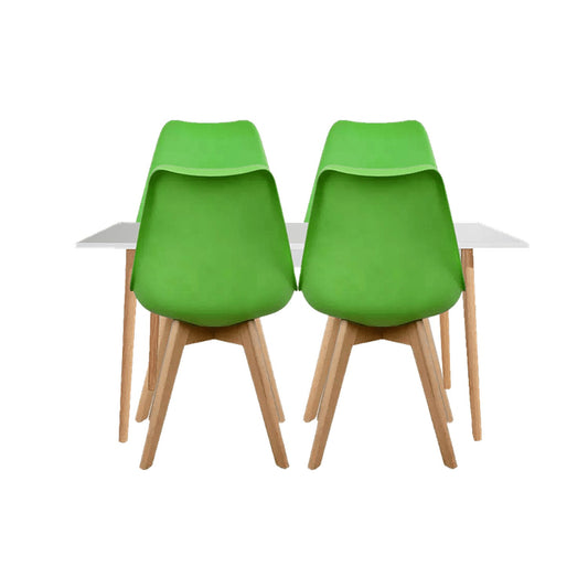 Juego de Comedor White con 4 Sillas Milano verde