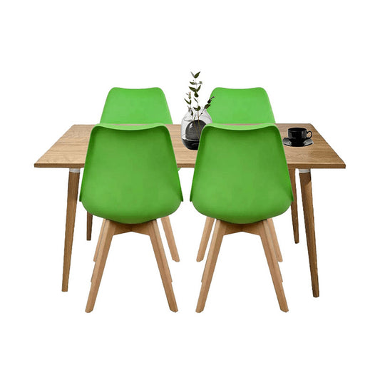 Juego de Comedor Madera Robledo con 4 Sillas Milano verde
